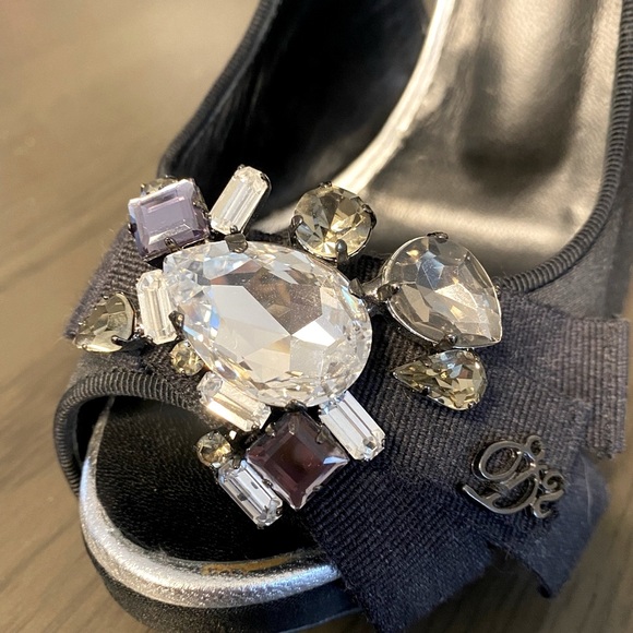 💕 DSQUARED2 Gemstone Crystals Embellished Black Italy Stiletto High Heels Sz 7 - Picture 11 of 16